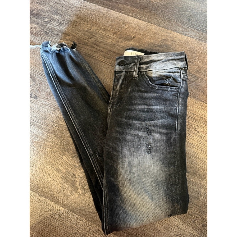 Bridge By Gly Jeans Womens 23 Black Gray Destruct Denim Mid-Rise Skinny Stretch